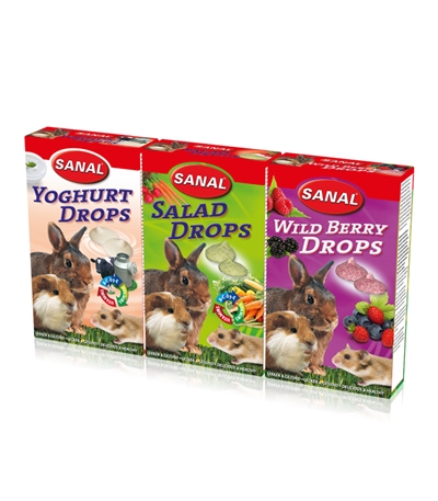 Knaagdier 3-Pack Drops Yogurt / Salad / Wild Berry 3X45 Gr