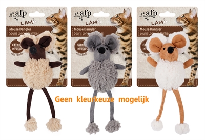 Mouse Dangler Lamswol Met Catnip Assorti 16 Cm