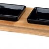 Voerset Keramiek Met Houten Onderstel Zwart 200 Ml 28X15X5 Cm