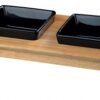 Voerset Keramiek Met Houten Onderstel Zwart 400 Ml 36X19X7 Cm