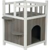 Kattenhuis Cat's Home Met Balkon Grijs / Wit 45X65X45 Cm