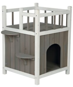 Kattenhuis Cat's Home Met Balkon Grijs / Wit 45X65X45 Cm