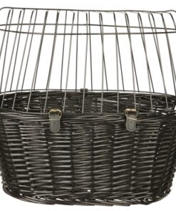 Wilgen Fietsmand Voorop Zwart Met Kussen En Kap 50X35X41 Cm