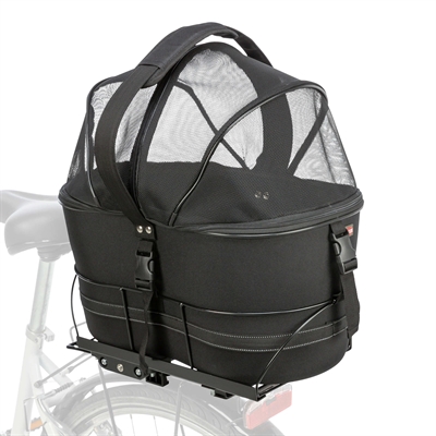 Fietsmand Achterop Zwart Met Kussen En Kap 29X42X48 Cm