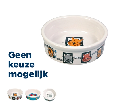 Voerbak Kat Keramiek Met Print Assorti 200 Ml-12 Cm