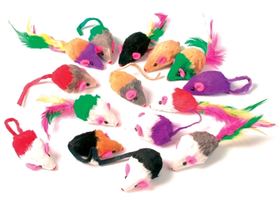 Kattenspeelgoed Bontmuisjes Assorti 24 St