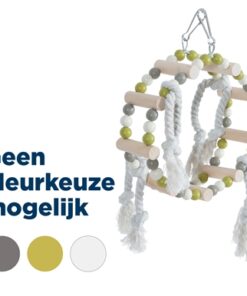 Schommel Houten Wiel Met Kralen Assorti 18X6X22 Cm