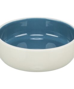 Voerbak Kat Keramiek Creme / Blauw 13 Cm 300 Ml