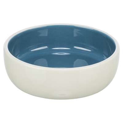 Voerbak Kat Keramiek Creme / Blauw 13 Cm 300 Ml