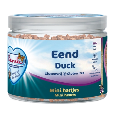 Hond Gezonde Beloning Mini Hartjes Eend 100 Gr