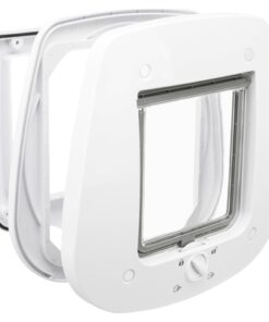 4-Weg Kattenluik Speciaal Voor Glas Wit 27X26 Cm