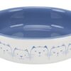 Voerbak / Drinkbak Kat Platte Neus Lichtblauw / Wit 300 Ml 15 Cm
