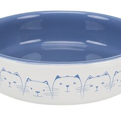 Voerbak / Drinkbak Kat Platte Neus Lichtblauw / Wit 300 Ml 15 Cm