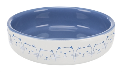 Voerbak / Drinkbak Kat Platte Neus Lichtblauw / Wit 300 Ml 15 Cm