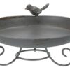 Vogelbad Metaal Op Voet Grijs 22X22 Cm 800 Ml