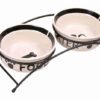 Voerbak / Drinkbak Set Eat On Your Feet Wit / Zwart 2X2,6 Ltr 25 Cm