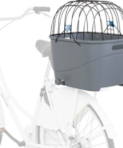 Fietsmand Voor Bagagedrager Met Draadkoepel Kunststof Grijs 46X36X47 Cm