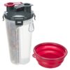 Waterfles / Voerfles Inclusief Reisbak Kunststof / Silicone 2X350 Ml 11X11X23 Cm