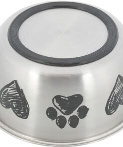Voerbak Hond Print Schets Hart Pootje Gepoedercoat 500 Ml 13 Cm 4St