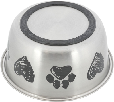 Voerbak Hond Print Schets Hart Pootje Gepoedercoat 500 Ml 13 Cm 4St