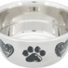 Voerbak Hond Print Schets Hart Pootje Gepoedercoat 1 Ltr 15 Cm 4 St