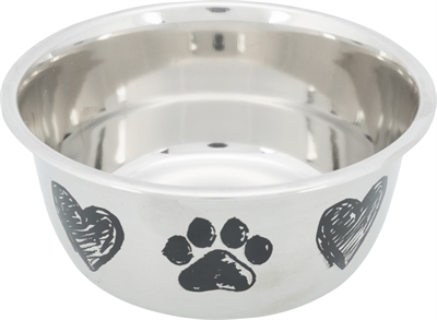 Voerbak Hond Print Schets Hart Pootje Gepoedercoat 1 Ltr 15 Cm 4 St