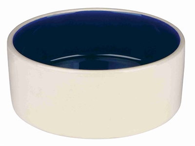 Voerbak Keramiek Crème / Blauw 18X18 Cm 1 Ltr 4 St