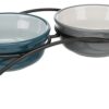 Voerbak Set Keramiek / Metaal Petrol / Grijs 2X250 Ml