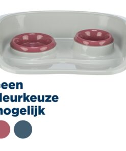 Voerbak Station Kunststof Grijs /  Assorti 46X30X11 Cm 250 Ml/300 Ml 2 St