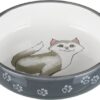Voerbak / Waterbak Plat Kat / Poten Keramiek Grijs / Wit 15 Cm 300 Ml 4 St