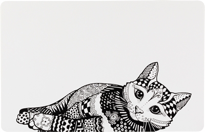 Placemat Kat Wit / Zwart 44X28 Cm 6 St