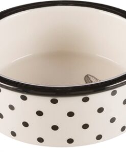Voerbak / Waterbak Keramiek Wit / Zwart 12 Cm 300 Ml 4 St