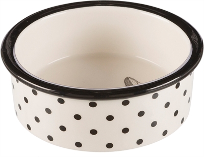 Voerbak / Waterbak Keramiek Wit / Zwart 12 Cm 300 Ml 4 St