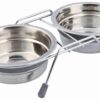 Voer / Waterbak-Set Klapperbescherming Rvs / Metaal Grijs 2X450 Ml 2 St