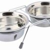 Voer / Waterbak-Set Klapperbescherming Rvs / Metaal Grijs 2X900 Ml