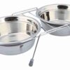 Voer / Waterbak-Set Klapperbescherming Rvs / Metaal Grijs 2X1,5 Ltr