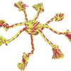 Touwspeeltje Met Ingevlochten Bal Lime/Magenta 7X7X7 Cm 3 St