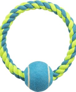 Touwring Met Tennisbal Lime/Blauw 18X6X6 Cm 3 St
