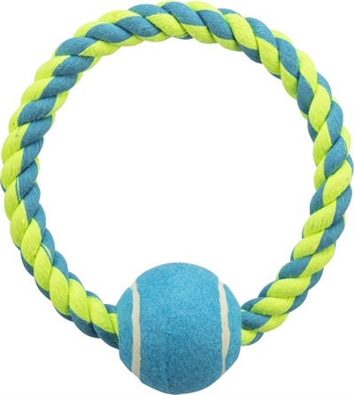 Touwring Met Tennisbal Lime/Blauw 18X6X6 Cm 3 St