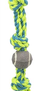 Flostouw Met Handvat En Hondvriendelijke Tennisbal Blauw/Groen 50X6X6 Cm 3 St