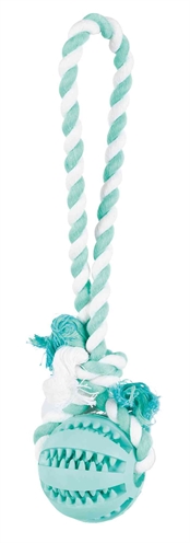 Denta Fun Natuurrubber Bal Met Muntsmaak Aan Touw 24X7X7 Cm 3 St