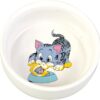 Voerbak / Waterbak Stripkat Met Bak Keramiek Wit 11 Cm 300 Ml 4 St