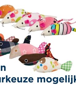 Muis / Vis, Pluche / Stof Met Kattenmunt Assorti 9-12 Cm 42 St