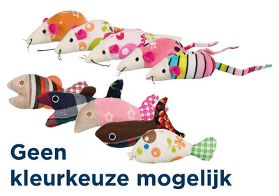 Muis / Vis, Pluche / Stof Met Kattenmunt Assorti 9-12 Cm 42 St