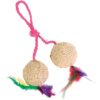 2 Ballen Aan Koord Pluche Met Catnip 4,5 Cm 4 St