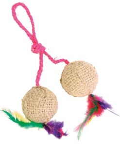 2 Ballen Aan Koord Pluche Met Catnip 4,5 Cm 4 St