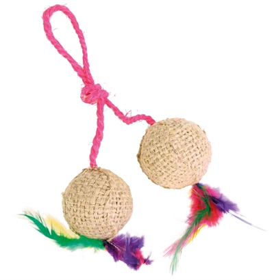2 Ballen Aan Koord Pluche Met Catnip 4,5 Cm 4 St