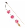 Speelhengel Pompomballen Hout / Pluche Met Valeriaan Roze 40 Cm 4 St
