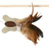 Speelhengel Vlinder Veer / Hout / Jute Met Catnip 45 Cm 4 St