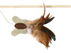 Speelhengel Vlinder Veer / Hout / Jute Met Catnip 45 Cm 4 St